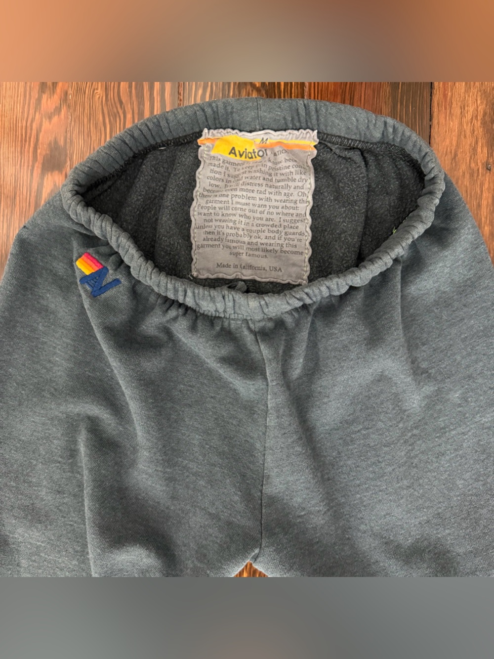 Aviator Nation Charcoal Joggers w/ Rainbow Gradient Lightening Bolt - Picture 5 of 7